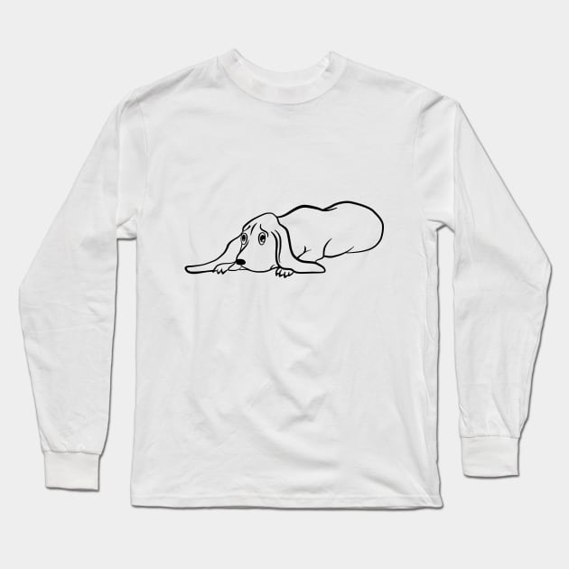 Sad Basset Hound Long Sleeve T-Shirt by illucalliart